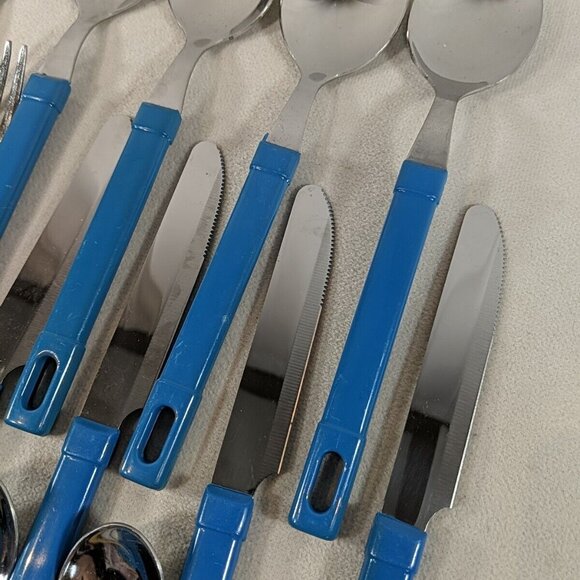 Abert INOX Italy 18/CR 16 Set Cutlery Utensils Teaspoons Soup Knives Forks Blue - Picture 8 of 14